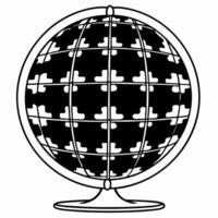 Flat Levitating ESG puzzle globe concept as Tracking shot of a floating globe composed of puzzle pieces each representing different ESG elements Camera circles the globe as pieces Square Square vector