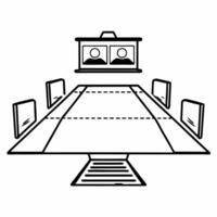 Flat Levitating conference table with holographic displays concept as Tracking shot of a floating conference table with holographic displays showing ESG data and metrics Camera mo Square Square vector