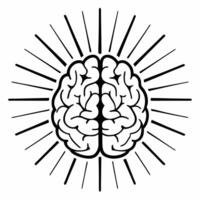 Flat Levitating brain with light beams concept as Close up of a white brain hovering in space with light beams emanating from it Camera slowly pans around the brain highlighting m Square Square vector