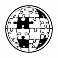 Flat Levitating ESG puzzle globe with community shaped pieces concept as Tracking shot of a floating globe composed of puzzle pieces each representing different ESG and community e Square Square vector