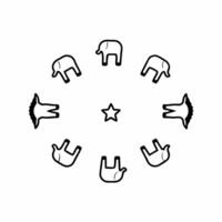 Flat Levitating political party symbols concept as Close up of various political party symbols elephant donkey etc levitating and slowly rotating Camera pans across the floatin Square Square vector