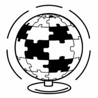 Flat Levitating policy puzzle globe concept as Close up of a globe made of interlocking policy puzzle pieces hovering and slowly rotating Camera circles the globe revealing variou Square Square vector