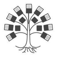 Flat Levitating policy tree concept as Wide shot of a tree with policy leaves and democratic values as roots floating in mid air Camera slowly rotates around the tree revealing th Square Square vector