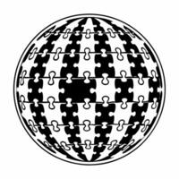 Flat Levitating puzzle globe with community pieces concept as Wide shot of puzzle pieces assembling mid air to form a globe with each piece representing different community element Square Square vector