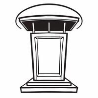 Flat Levitating political podium concept as Close up of an empty political podium floating and slowly rotating Camera circles the podium against a white backdrop symbolizing polit Square Square vector