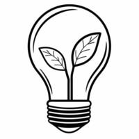 Flat Lightbulb and Plant Icon concept as A graphic of a lightbulb with a plant growing inside symbolizing eco friendly innovation in ESG business Isolated on a white backgr Square Square vector
