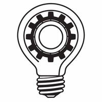 Flat Lightbulb and Gear Icon concept as A graphic combining a lightbulb and a gear symbolizing innovative solutions in ESG discussions Isolated on a white background suitab Square Square vector