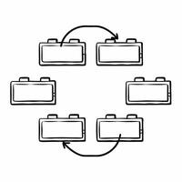 Flat Levitating supply chain with green transformation stages concept as Tracking shot of a floating supply chain model with various stages showcasing green transformations Camera Square Square vector