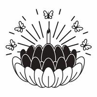Flat Loy Krathong with Glowing Butterflies on a Glossy River concept as Capture Loy Krathong floating on a glossy river surrounded by glowing butterflies The design provides copy Square Set 3 Square vector