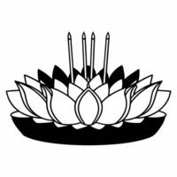 Flat Loy Krathong with Lotus Flowers concept as Create a illustration of a Loy Krathong decorated with lotus flowers isolated against a white background The design emphasiz Square Set 3 Square vector
