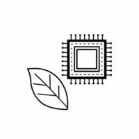 Flat Macro of Circuit Board with Green Leaf Overlay concept as A close up image of a circuit board with a delicate green leaf overlaying it The camera angle is slightly tilted to Square Square vector