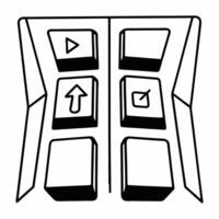 Flat Macro of Futuristic Keyboard Keys concept as A close up image of futuristic keyboard keys with symbols for buying and revenue The camera pans over the keys to highlight the i Square Square vector