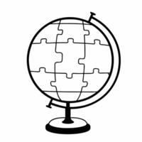 Flat Mental health puzzle globe concept as of a white globe formed by puzzle pieces representing different aspects of mental health Camera rotates around the globe showing Square Square vector