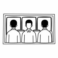 Flat Mindful commuters on public transport concept as Medium shot of commuters practicing mindfulness on public transport Camera pans across faces showing various stages of focus Square Square vector