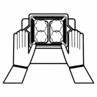 Flat Mindful eating lunch break concept as Close up of hands mindfully preparing a healthy lunch zooming out to show office workers practicing mindful eating Camera pans across fa Square Square vector
