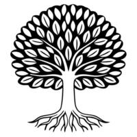Flat Mindfulness meditation tree concept as of a white tree with roots forming a meditating figure Camera pans up the tree revealing leaves representing various aspects of Square Square vector
