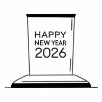 Flat Minimalist New Year Podium concept as A minimalist podium featuring the text Happy New Year 2026 isolated on a white background The camera captures the simplicity and eleganc Square Set 2 Square vector