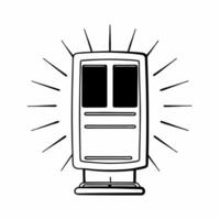 Flat Neural linked voting booth concept as Close up of a sleek futuristic voting booth with neural interface connections Camera pans across the smooth surface highlighting sci fi Square Square vector