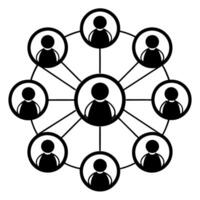 Flat Networking web of voters concept as illustration of a network web connecting diverse voter icons representing the interconnected nature of democracy Lines pulse with e Square Square vector