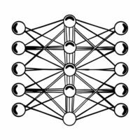 Flat Neural network poll analyzer concept as Macro view of an AI neural network processing poll data Camera moves through synapses showing real time data flow and analysis Isolat Square Square vector