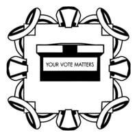Flat Patriotic ribbon frame with ballot box concept as Close up of a red white and blue ribbon forming a frame around a central ballot box Camera slowly zooms out to reveal Your V Square Square vector