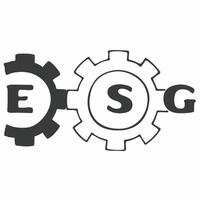 Flat Plain backdrop with interlinked gears forming ESG letters concept as Static shot of plain white backdrop featuring interlinked gears forming the letters E S and G Camera slow Square Square vector