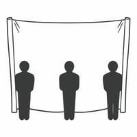 Flat Plain backdrop with shadow silhouettes of renewable energy workers concept as Static shot of a plain white backdrop featuring shadow silhouettes of workers installing and main Square Square vector