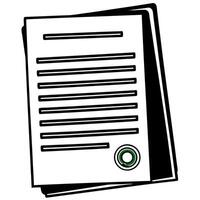 Flat Plain Document with Green Seal and Copy Space concept as A plain document with a green seal lies on a glossy white surface leaving ample copy space to the left The camera cap Square Square vector