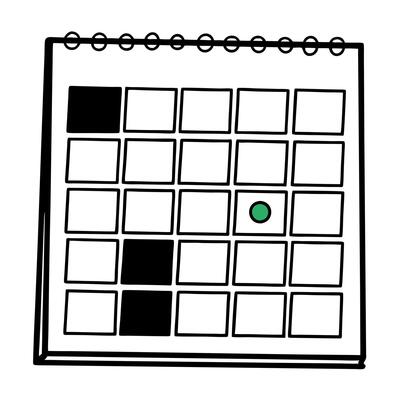 Flat Plain Calendar with Copy Space concept as A plain calendar page marked with a green circle lies on a glossy white surface with ample copy space above The camera captures a to Square Square