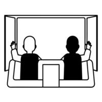 Flat Plain gradient with shadow puppets concept as Soft gradient background with shadow puppets acting out voting scenes Camera pans across the silhouettes Wide copy space for st Square Set 3 Square vector