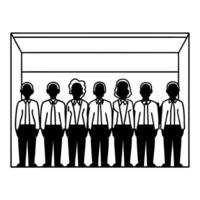 Flat Plain gradient with silhouetted voters concept as Soft gradient background from light to dark blue with black silhouettes of diverse voters Camera pans across figures in vari Square Square vector