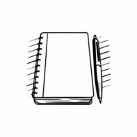 Flat Plain Notebook with Pen concept as A plain notebook with a pen rests on a glossy white desk with ample copy space to the left The camera captures an overhead shot focusing on Square Square vector