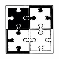 Flat Plain Puzzle Pieces with Copy Space concept as A set of plain puzzle pieces scattered on a glossy white surface with ample copy space above The camera captures an overhead sh Square Square vector
