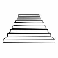 Flat Plain Staircase with Copy Space concept as A plain staircase ascending against a glossy white background leaving ample copy space above The camera captures a side angle symbo Square Square vector