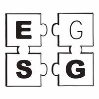 Flat Plain white puzzle pieces forming ESG letters concept as Tracking shot of plain white puzzle pieces assembling to form the letters E S and G Camera pans to show diverse busin Square Square vector