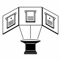 Flat Podium with augmented reality voter guide concept as Medium shot of a podium projecting an augmented reality voter guide into the air above it Camera moves through floating i Square Square vector