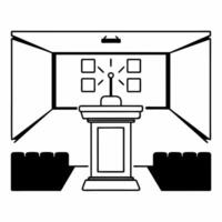 Flat Podium with holographic voter sentiment analyzer concept as Wide shot of a podium projecting a holographic representation of voter sentiments on various policies Camera moves Square Square vector