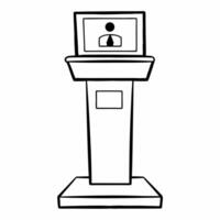 Flat Podium with interactive voter turnout map concept as Medium shot of a podium with a touchscreen displaying an interactive voter turnout map Camera follows a hand adjusting fi Square Square vector