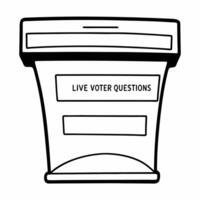 Flat Podium with live voter question feed concept as Close up of a podium with a scrolling feed of live voter questions on its front Camera pans across changing questions Copy sp Square Square vector