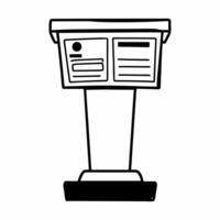 Flat Podium with real time fact checking display concept as Medium shot of a podium with a digital display showing real time fact checking of political statements Camera pans acro Square Square vector