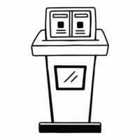 Flat Podium with real time fact checking display concept as Medium shot of a podium with a digital display showing real time fact checking of political statements Camera pans acro Square Set 3 Square vector