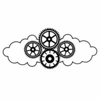 Flat Policy clockwork in corporate clouds concept as Close up of intricate clockwork mechanisms with policy keyword gears set against soft corporate cloud formations Camera slowly Square Square vector
