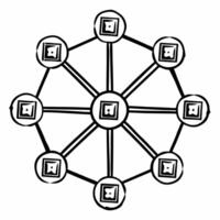 Flat Policy network constellation concept as Illustration of a constellation forming interconnected policy areas Camera slowly rotates around the constellation revealing detailed Square Square vector