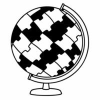 Flat Policy puzzle globe concept as Illustration of a globe made of interlocking policy puzzle pieces Camera slowly zooms in on specific regions revealing detailed policy icons I Square Square vector
