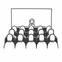 Flat Policy town hall engagement concept as Wide shot of a town hall meeting on a new policy focusing on engaged citizens asking questions Camera pans across the audience capturin Square Square vector