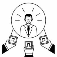 Flat Politician avatar with approval rating aura concept as Wide shot of a politicians holographic avatar surrounded by a glowing approval rating aura Camera circles the avatar sh Square Set 2 Square vector
