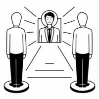 Flat Politician avatar with approval rating aura concept as Wide shot of a politicians holographic avatar surrounded by a glowing approval rating aura Camera circles the avatar sh Square Square vector