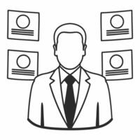 Flat Politician avatar with policy holograms concept as Close up of a politicians holographic avatar surrounded by floating policy icons Camera pans across the avatar revealing va Square Square vector