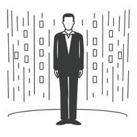 Flat Politician silhouette in data stream concept as Medium shot of a politicians silhouette standing amidst flowing streams of data and statistics Camera slowly rotates around th Square Square vector