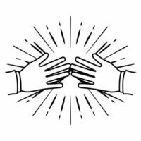Flat Politician giving virtual high five to supporters concept as Medium shot of a politicians hand reaching out to give a virtual high five with multiple supporter hands reaching Square Square vector